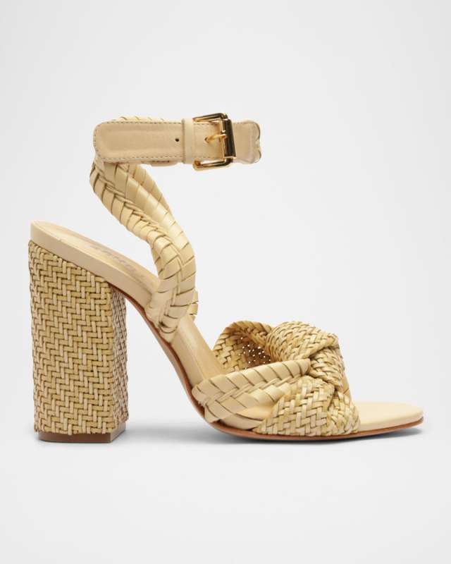 Khari Knotted Leather Ankle-Strap Sandals